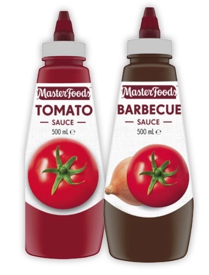 MasterFoods Squeeze Tomato or Barbecue Sauce 475mL-500mL