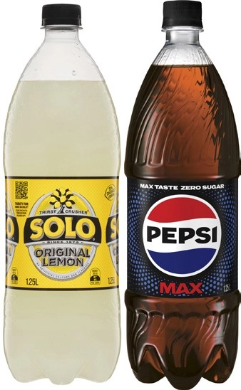 Pepsi, Solo or Sunkist Soft Drink 1.25 Litre