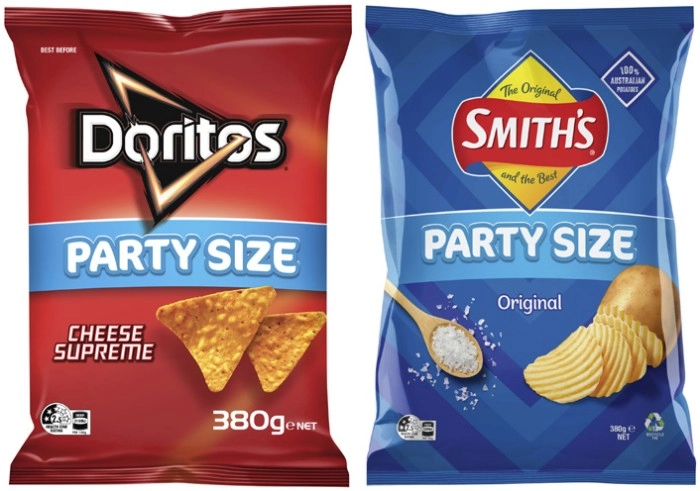 Smith's Crinkle Cut Potato Chips, Doritos Corn Chips Big Bag 380g or Red Rock Deli Potato Chips Big Bag 290g