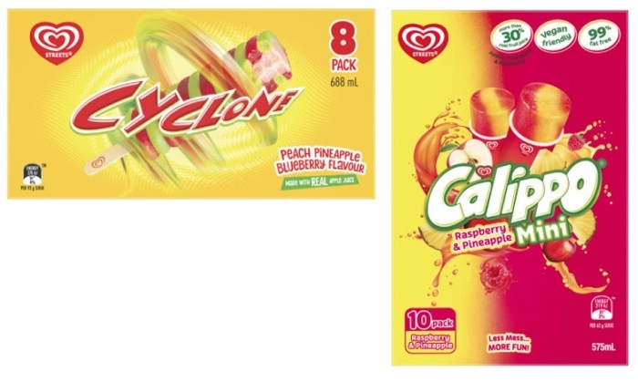 Streets Calippo Multi Pack 575mL or Cyclone Multi Pack 688mL