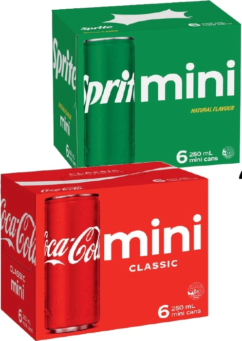 Coca-Cola, Sprite or Fanta 6x250mL Selected Varieties