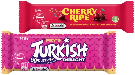 Cadbury Medium Bars 30-50g, Rolls 40-55g, Toblerone 50g or Turkish Delight 50g Selected Varieties