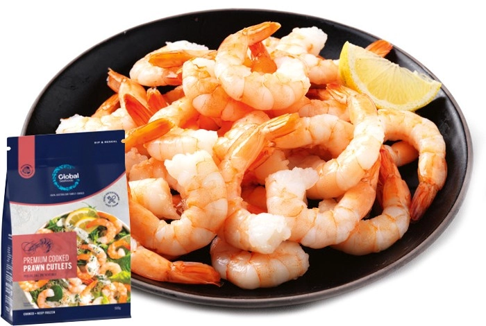 Global Seafoods Cooked Prawn Cutlets Tail On 500g