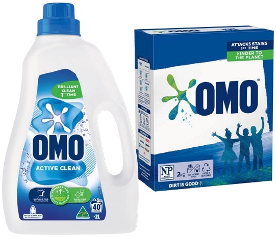 OMO Laundry Liquid 2 Litre, Powder 2kg or 3 in 1 Laundry Capsule 28 Pack Selected Varieties