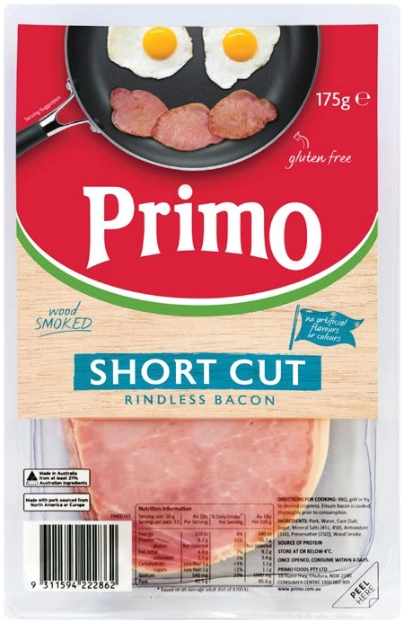 Primo Wood Smoked Short Cut Rindless Bacon 175g