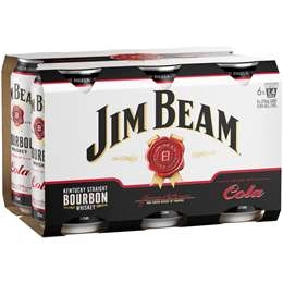 Jim Beam White Label Bourbon & Cola Cans 6x375ml Pack