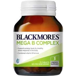 Blackmores Mega B Complex Energy Support Vitamin B12 Tablets 75 Pack