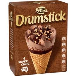 Peters Drumstick Super Chocolate  4 Pack