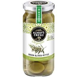 Always Fresh Organic Green Pitted Olives  220g