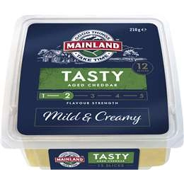 Mainland Tasty Aged Cheddar Cheese Slices Mild & Creamy 12 Pack