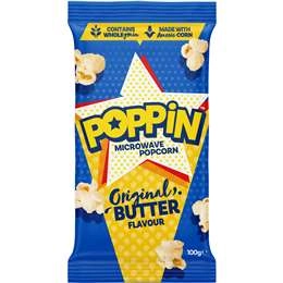 Poppin Microwave Popcorn Butter Flavour 100g