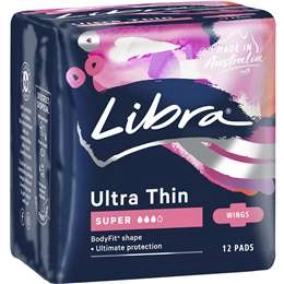 Libra Ultra Thins Pads Wings Super 12 Pack