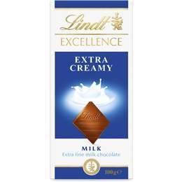 Lindt Excellence Extra Creamy Milk Chocolate Block 100g