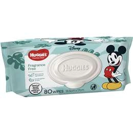 Huggies Thick Baby Wipes Fragrance Free 80 Pack