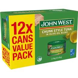 John West Chunk Style Tuna In Olive Oil Value Pack 95g X 12 Pack