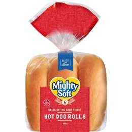 Mighty Soft Bread Rolls Hot Dog 6 Pack