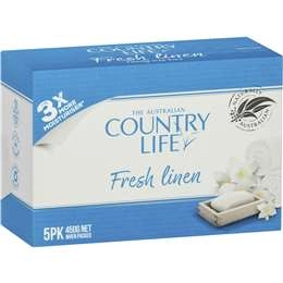 Country Life Soap Bar Fresh Linen 5 Pack