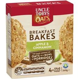 Uncle Tobys Oats Breakfast Bakes Cereal Bar Apple & Cinnamon 260g