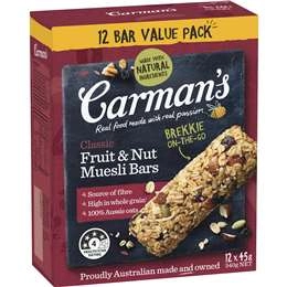 Carman's Muesli Bars Classic Fruit & Nut Value 12 Pack