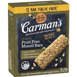 Carman's Muesli Bars Original Fruit Free Value 12 Pack