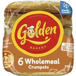 Golden Crumpets Round Wholemeal 6 Pack