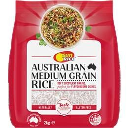 Sunrice Australian White Rice Medium Grain 2kg