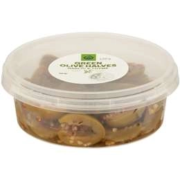 Woolworths Herb Green Olives Halves  120g