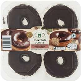 Woolworths Chocolate Iced Donuts  4 Pack