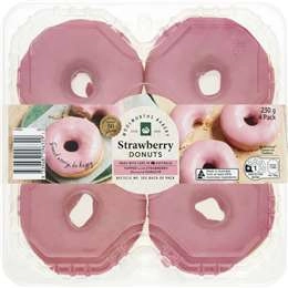 Woolworths Strawberry Iced Donuts  4 Pack