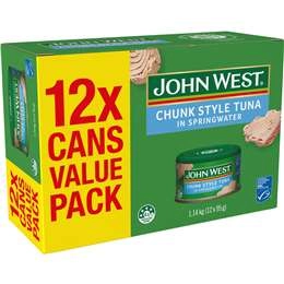 John West Chunk Style Tuna In Springwater Value Pack 95g X 12 Pack