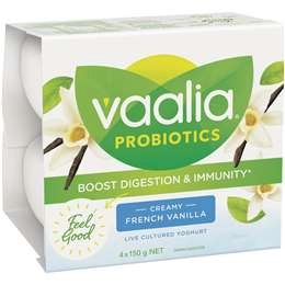 Vaalia Probiotic Yoghurt French Vanilla 150gx 4 Pack