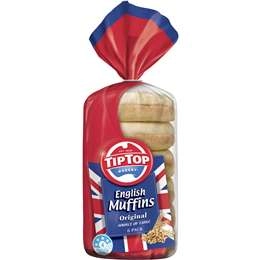 Tip Top English Muffins Original Bakery 6 Pack