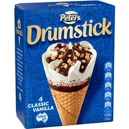 Peters Drumstick Ice Cream Vanilla 4 Pack