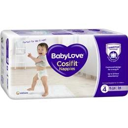 Babylove Cosifit Nappies Size 4 (9-14kg) 34 Pack