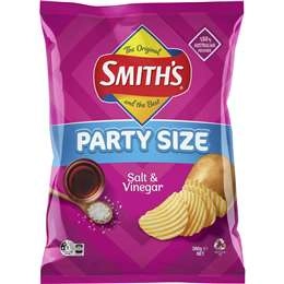 Smith's Crinkle Cut Potato Chips Party Bag Salt & Vinegar 380g