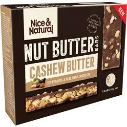 Nice & Natural Nut Butter Bars Cashew Butter With Peanuts & Dark Choc 5 Pack