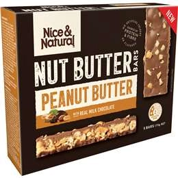 Nice & Natural Nut Butter Bars Peanut Butter With Milk Choc 5 Pack