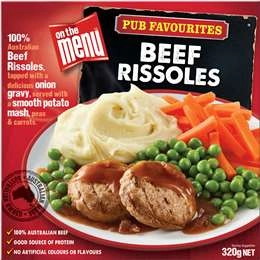 On The Menu Beef Rissole Frozen Meal 320g