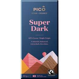 Pico Organic Vegan chocolate Super Dark 80g