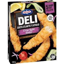 Birds Eye Deli South Atlantic Flathead Fillets Light Batter 250g