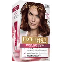 L'oreal Excellence Creme Hair Colour 6.54 Light Mahogany Brown Each