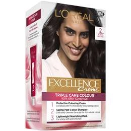 L'oreal Excellence Creme Hair Colour 2 Black Brown Each