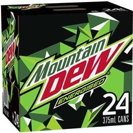 Mountain Dew Energised Soft Drink Multipack Cans 375ml X 24 Pack