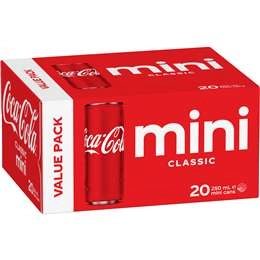 Coca-cola Mini Classic Cans Value 250ml X 20 Pack