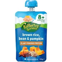 Rafferty's Garden Brown Rice Bean & Pumpkin Baby Food Pouch 8+ Months 120g