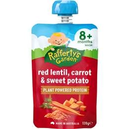 Rafferty's Garden Red Lentil Carrot Sweet Potato Baby Food Pouch 8+ Months 120g