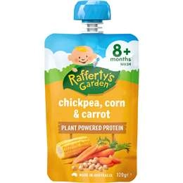 Rafferty's Garden Baby Food Pouch Chickpea, Corn & Carrot Protein 8+ Months 120g