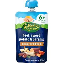 Rafferty's Garden Baby Food Pouch Beef, Sweet Potato & Parsnip 6+ Months 120g