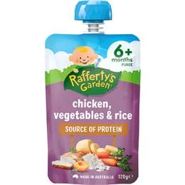 Rafferty's Garden Baby Food Pouch Chicken Vegetables & Rice 6+ Months 120g