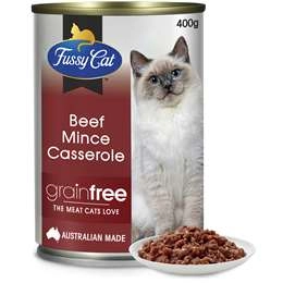 Fussy Cat Grain Free Adult Wet Cat Food Fine Beef Mince Casserole 400g